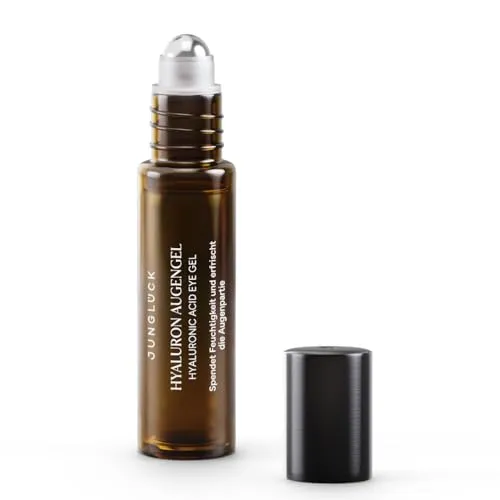 JUNGLÜCK Hyaluron Augengel Roll On - Vegan - Augengele für einen strahlenden Blick, kühlendes Gel mit 0,5% Hyaluronsäure und Koffein, mildert Falten und Augenringe, ideal für jeden Hauttyp.