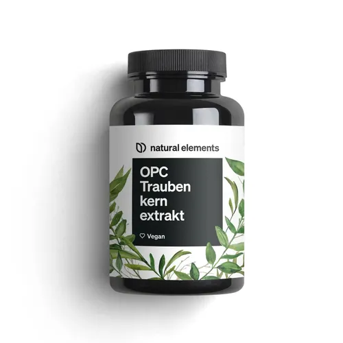 OPC Traubenkernextrakt hochdosiert 90 Kapseln - NATURAL ELEMENTS - Hochdosierter Traubenkernextrakt in praktischen Kapseln, ideal zur Unterstützung der täglichen Ernährung und mit geprüfter Qualität.