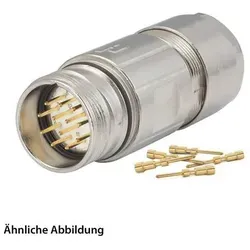 HUMMEL SET M23 Signal Kupplungssteckverbinder 19-pol. mit Crimpeinsatz - HUMMEL SET mit 19-poligem M23 Kupplungssteckverbinder und geradem Crimpeinsatz. Ideal für zuverlässige Verbindungen in Fahrzeugen, robuste Bauweise mit IP67 und IP69K Schutz.