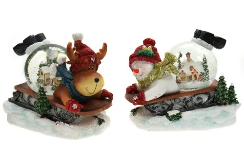 2er Set Schneekugel Spieluhr mit Licht & Schneeantrieb - Weihnachtliche Schneekugeln mit Licht und Musik, Höhe 17cm, zaubern festliche Stimmung und sind ein perfektes Geschenk für die Adventszeit.