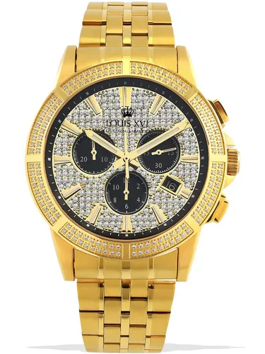 LOUIS XVI Quarzuhr LXVI1037 Majeste Iced Out Chronograph Herrenuhr 43mm 5ATM LXVI1037 Majeste Iced Out Chronograph Herrenuhr 43mm 5ATM