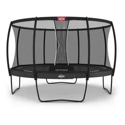 BERG Elite Regular 430 Grau mit Sicherheitsnetz Deluxe - Trampolin mit 430 cm Durchmesser, extrem hohe Sprünge dank TwinSpring Gold-Federn und maximale Sicherheit durch Deluxe-Sicherheitsnetz – ideal für Garten und unbeschwerten Spaß!