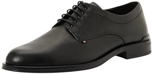 Tommy Hilfiger Herren Derby Schuhe Corporate aus Leder, Schwarz, Größe 45 - Elegante Derby Schuhe aus 100% Leder mit stilvollem Design und angenehmem Innenfutter. Ideal für Business und Freizeit, kombinierbar zu Jeans oder Anzug. Hochwertige Verarbeitung für jeden Anlass.