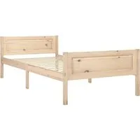 vidaXL Massivholzbett Kiefer 100x200 cm - Robustes Bettgestell aus massivem Kiefernholz, ideal für ein modernes Schlafzimmer. Stabiler Halt durch Sperrholzlatten, perfekt für erholsamen Schlaf. Matratze separat erhältlich.