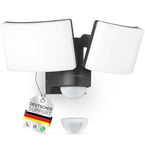 Oktaplex LED Strahler Cali Dos Motion mit Bewegungsmelder - IP65 Außenstrahler mit 40W, warmweißem Licht (3000K) und beeindruckendem Erfassungsbereich von 240°. Ideal für Garten, Terrasse und Einfahrt – sicher und zuverlässig!