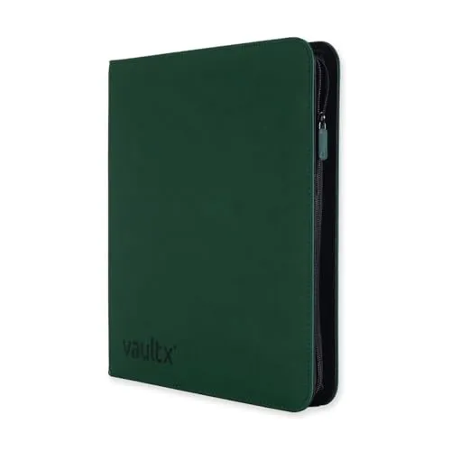 Vault X 12-Taschen-Trading-Kartenordner mit Reißverschluss, 480 Karten, Premium Exo-Tec-Albummaterial, 20 seitlich ladbare Seiten, Sammelordner für Sammelkartenspiele, Sportkarten, TCG (Grün)