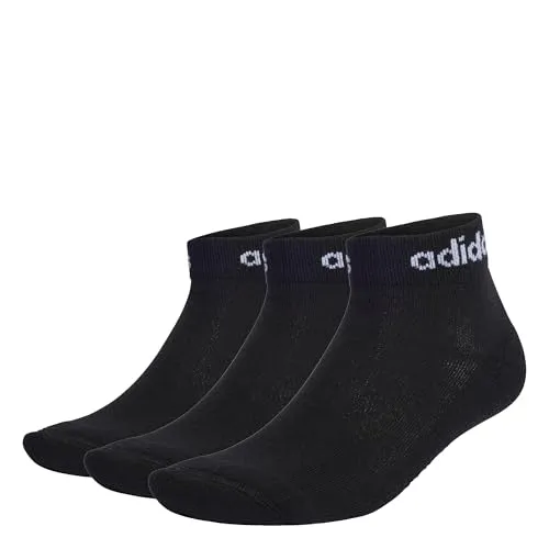 adidas Unisex Kinder Think Linear Ankle Socks 3 Pairs, Black/White, 7-8 Years