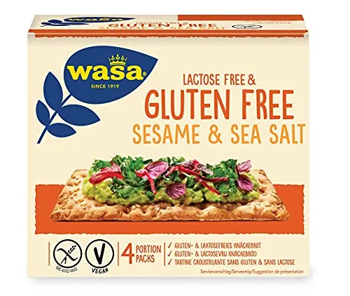 Wasa Knäckebrot Glutenfrei & Laktosefrei Sesam & Meersalz, (240g)