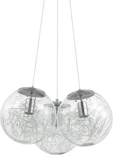 Ideal Lux Hängeleuchte Mapa Sat Sp3 Nickel - Elegante 3-flammige Pendelleuchte aus vernickeltem Metall mit mundgeblasenem Glas. Ideal für stilvolle Akzente in Ihrem Zuhause, höhenverstellbar für flexible Montage.