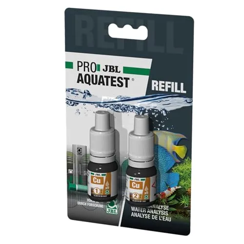 JBL Wassertest-Nachfüller, Für Süß-/Meerwasser-Aquarien und Teiche, ProAquaTest Cu Kupfer Refill, 2 Stück