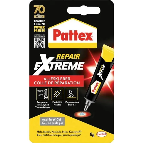 Pattex 100% Repair Gel - Wasserfester Metallkleber - Klebstoffe, ideal für Metall und Holz, wasserfest und UV-beständig für langlebige Reparaturen.