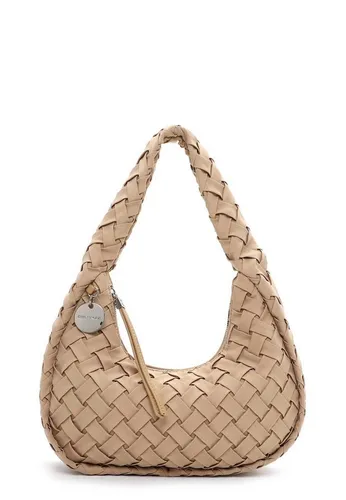 EMILY & NOAH Beuteltasche E&N Erna, sand 420 - Umhängetaschen mit trendigem Flecht-Design und praktischem Logo-Anhänger, ideal für stilvolle Auftritte.