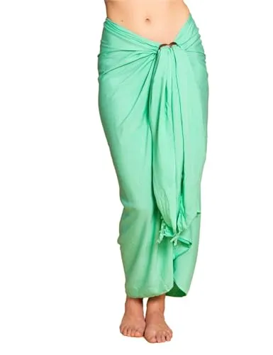 PANASIAM Sarong uni mint, 250x116cm - Pareos & Strandkleider für Damen – Hochwertiges, blickdichtes Viskose-Strandtuch, vielseitig als Wickelkleid oder Halstuch nutzbar, farbecht und pflegeleicht.