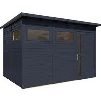 Gartenhaus BERTILO "Pentus 3 anthrazit" - Modulares Gartenhaus aus Holz mit Flachdach und Fußboden, ideal für individuelle Anpassungen und schnellen Aufbau, 5 Jahre Herstellergarantie.