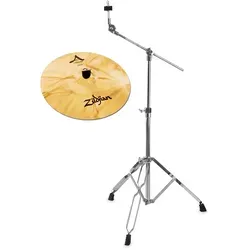 Zildjian A Custom 17" Crash mit Galgenbeckenständer SET - Hochwertiges Zildjian A Custom Crash-Becken mit 17" Durchmesser und brillantem Finish. Ideal für Rock, Metal und Fusion. Set enthält einen stabilen Galgenbeckenständer für optimale Spielbarkeit.