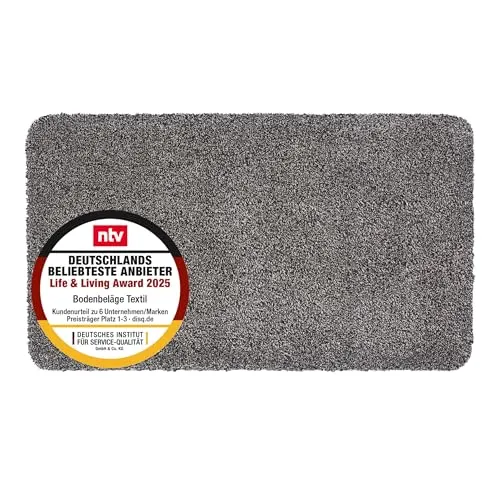 Entra Schmutzfangmatte 75x130 cm – Waschbare, rutschfeste Fußmatte aus 100% Baumwolle - Fußmatte aus 100% Baumwolle, saugfähig und pflegeleicht, ideal für jeden Wohnbereich. Nimmt bis zu 3,4 l Wasser pro m² auf und sorgt für saubere Böden.