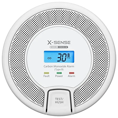 X-Sense CO03D-W Kohlenmonoxidmelder mit Digitalanzeige - Rauch- & Gasmelder mit digitaler Anzeige und 85 dB Alarm, zertifiziert nach EN 50291 für höchste Sicherheit in Ihrem Zuhause.
