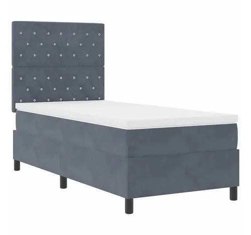 vidaXL Boxspringbett Dunkelgrau 90 x 200 cm mit Matratze - Elegantes Boxspringbett mit samtweichem Headboard und mittelfester Schaum-Matratze für optimalen Schlafkomfort. Ideal für stilvolle Schlafzimmer und entspannende Nächte.