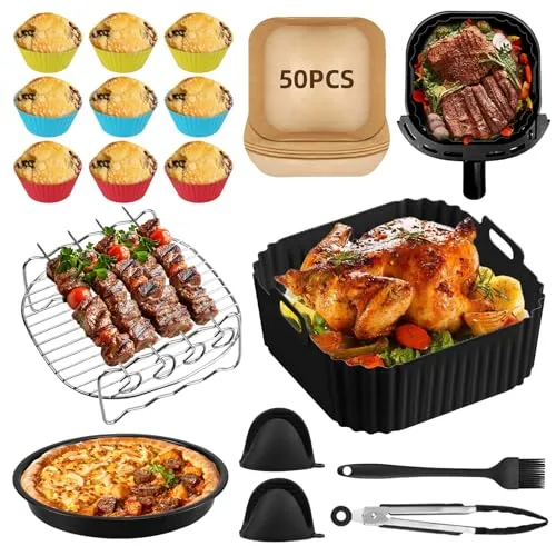 12-teiliges Set Airfryer Zubehör für Philips Airfryer 2000 Series Hot Air Fryer, 4.2 L, BPA-frei Heißluftfritteuse Zubehör für Ninja PRO Air Fryer Hot Air Fryer，Cosori Airfrye 4L