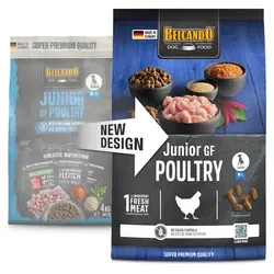 Belcando Junior GF Poultry 4 kg - Hundefutter für Junghunde, getreidefrei mit Amaranth als Hauptzutat. Hoher Anteil an tierischem Protein aus Geflügel unterstützt ein gesundes Wachstum.