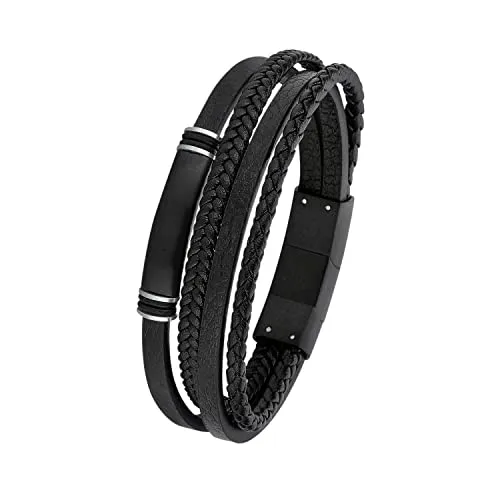 s.Oliver Armband Bracelet en cuir multi-rangs - Elegantes mehrlagiges Lederarmband in Schwarz, ideal für stilbewusste Frauen und perfekt für jeden Anlass.