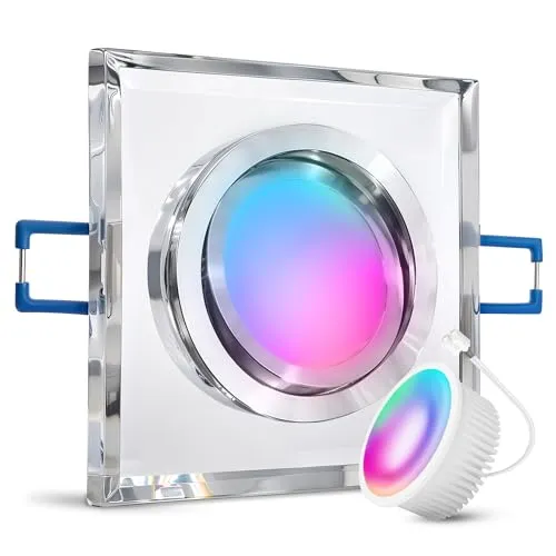 SSC-LUXon LED Einbaustrahler Glas – Schwenkbar & smart mit WiFi RGB Modul - Strahler mit schwenkbarem Design und smarten RGB-Funktionen. Genießen Sie individuelle Lichtgestaltungen in Ihrem Zuhause und steuern Sie die Beleuchtung bequem per App oder Sprachassistent.