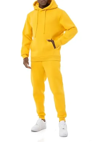 Redbridge Herren Jogginganzug Set - Stylischer Kapuzenpullover und Jogginghose in Gelb XXL - Streetwear Trainingsanzug für Herren, aus weicher Baumwoll-Polyester Mischung für optimalen Tragekomfort. Loose Fit Design bietet Bewegungsfreiheit für Alltag und Sport.