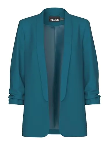 PIECES Damen Pcboss Noos 3/4 Blazer, Deep Lagoon, XL - Eleganter 3/4-Ärmel Blazer für Damen in regulärer Passform, ideal für schicke Anlässe und Alltag. Aus hochwertigem Material für optimalen Tragekomfort.