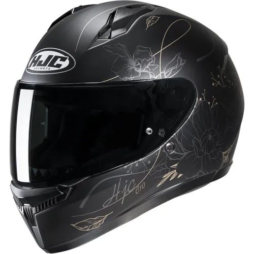 HJC C10 Epik Integralhelm XXS - schwarz-silber-gold matt - Motorradhelm für Unisex Erwachsene, ideal für alle Jahreszeiten, mit kratzfestem Visier, optimaler Belüftung und leichtem Design.