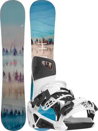 HEAD PRIDE 2.0 AQUA 142 2025 mit NIDECKER SUPERMATIC white - S - Snowboard-Set mit Hybrid Camber Board für reaktionsfreudiges Fahren und selbstschließender Bindung für schnellen Einstieg – ideal für All-Mountain-Spaß!