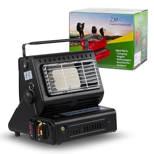 ZMC Heizstrahler 2-in-1 - Tragbare Gasheizung und Gaskocher 1,3KW, ideal für Camping und mobile Wärmeversorgung