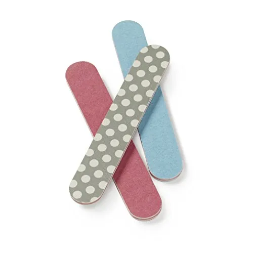Manicare Nagelfeilen, klein, gepolstert, zum Formen von natürlichen und künstlichen Nägeln, beidseitig mittlere Körnung, robust, für zu Hause, Salons, professionelle Maniküre oder Pediküre, 3 Stück