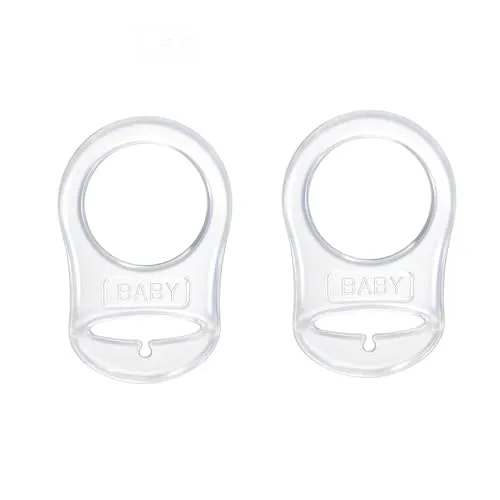 Silikon-Knopf-Ring, 2 Pcs Schnuller Adapter, Silikon Dummy Schnuller Halter Clip Adapter Ring, Silikonring für Schnuller (Transparent)