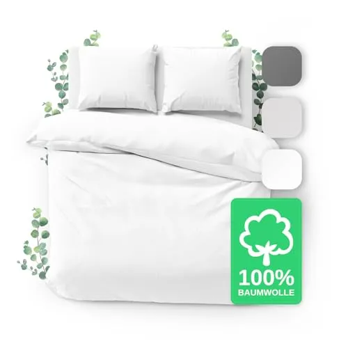 Jacobson Bettwäsche Set - 100% Baumwolle, Perkal, 3 teilig - Bettwäsche-Set aus 100% Baumwolle, atmungsaktiv und weich für höchsten Schlafkomfort. Erhältlich in mehreren Größen, ideal für jedes Bett.
