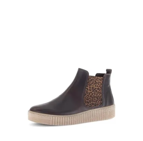 Gabor Damen Chelsea Boots, Frauen Stiefeletten,atmungs-aktiv,sacchetto,weich,sportlich,Weiss,schwarz,Jollys,rot,f,Moro (EL. Leo),38.5 EU / 5.5 UK