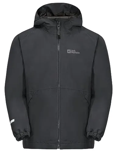 Jack Wolfskin Unisex Kinder Iceland 3in1 Jacke, Phantom, 104 EU - Funktionsjacke für Kinder, wetterfest und atmungsaktiv, mit warmer Fleece-Innenjacke und praktischen Hüfttaschen für optimale Funktionalität.