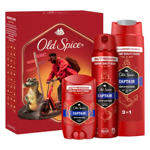 Old Spice Geschenkset Urban Traveller Captain - SEIFE & DESINFEKTIONSMITTEL - Erlebe 24/7 Frische mit dem perfekten Geschenkset für Stadtabenteurer, bestehend aus Deostick, Deospray und Duschgel.