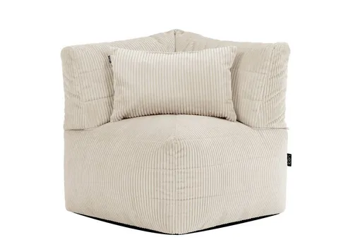 Icon Noa Eck-Sitzsack, Modular Sofa für Erwachsene, Beige, Flauschiger Cordstoff - VIELFÄLTIGER KOMFORT: Der weiche, modulare Sitzsack passt sich deinem Raum an. Ideal als Loungesessel oder für kreative Sofa-Layouts. Hochwertige Füllung sorgt für angenehme Entspannung und Stabilität.