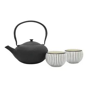 Bredemeijer Tee-Set 'Shanxi' - Gusseiserne Teekanne mit Tassen - Teekocher im eleganten Design, inklusive 2 Porzellantassen und Edelstahlfilter. Ideal für Teeliebhaber, perfekt als Geschenk!