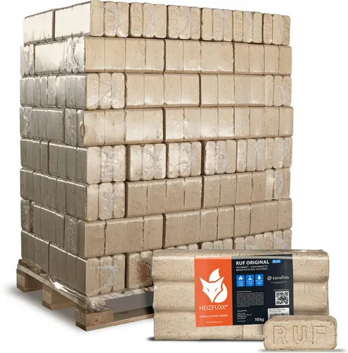 HEIZFUXX Holzbriketts RUF Original Blue, 960 kg - Brennstoffe, umweltfreundliche Heizlösung mit hoher Brenndauer, ideal für nachhaltige Wärme im Zuhause.
