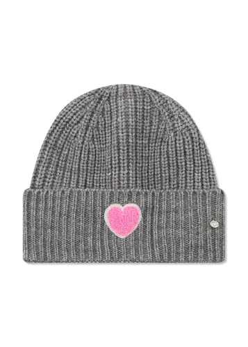 CODELLO Mütze mit Herzmotiv in Grau - Stylische Codello Mütze mit herzlichem Design, ideal für Damen. Perfekt für kalte Tage und ein modisches Accessoire für jeden Anlass.