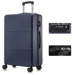 YONSLY Hartschalen-Reisekoffer mit TSA-Schloss und YKK-Reißverschluss (Dunkelblau, XL) - Robuster Hartschalen-Trolley mit integriertem TSA-Zahlenschloss für sicheres Reisen. Hochwertige YKK-Reißverschlüsse und 360°-Doppelrollen sorgen für Langlebigkeit und mühelose Mobilität. Ideal für jede Airline.