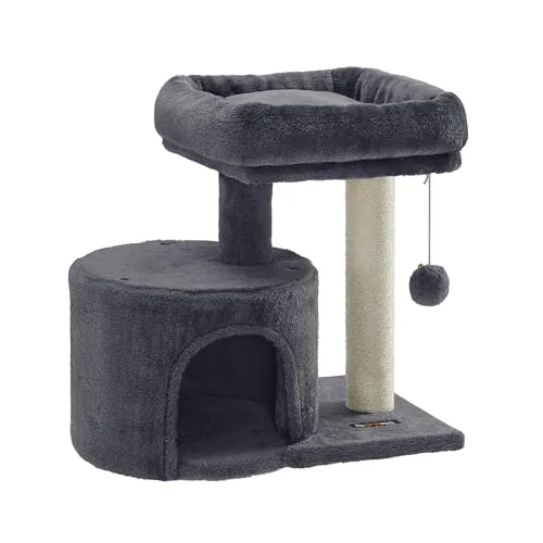 Feandrea Kratzbaum klein, Katzenbaum mit Sisalstamm, Katzenkratzbaum mit gepolsterter Plattforme, für Kätzchen, rauchgrau PCT50G