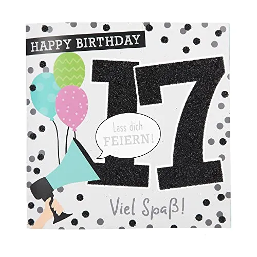 Depesche 11515-027 Zahlenkarte zum 17. Geburtstag mit Musik, veredelte Klappkarte mit originellem Innentext, inkl. Umschlag, Format 15,5 x 15,5 cm