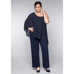 Jumpsuit SHEEGO "Große Größen" Damen in Marine - Eleganter Damen Jumpsuit in Gr. 52 mit figurumspielendem Lagenlook und femininen Fledermausärmeln. Ideal für besondere Anlässe und sorgt für einen stilvollen Auftritt.