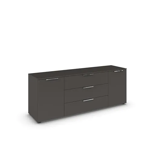 Stylisches Lowboard in Graphit - 160 cm TV-Schrank - TV-Halterungen: Elegantes Design, ideal für moderne Wohnräume und als Topseller beliebt, sorgt für eine stilvolle Präsentation Ihres Fernsehers.