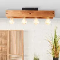 BRILLIANT Calandra Deckenleuchte 4flg schwarz/holzfarbend - Lampen für stilvolles Licht im Wohn- und Arbeitsbereich, aus FSC-zertifiziertem Holz für nachhaltige Nutzung und dimmbar mit LED-Leuchtmitteln.