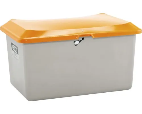 CEMO Streugutbehälter PLUS3 grau-orange 400 l - Räum- & Streugeräte, robuster Behälter aus glasfaserverstärktem Kunststoff für optimale Lagerung von Streugut.