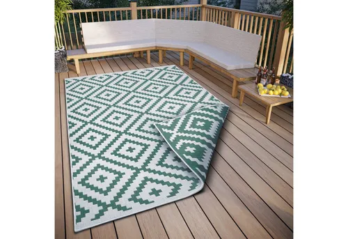 Teppich "Ronda Wendeteppich" – Geometrisches Boho Design - Teppich in Sisal-Optik, wendbar und ideal für In- und Outdoor. Widerstandsfähig gegen Feuchtigkeit und perfekt für Fußbodenheizungen.