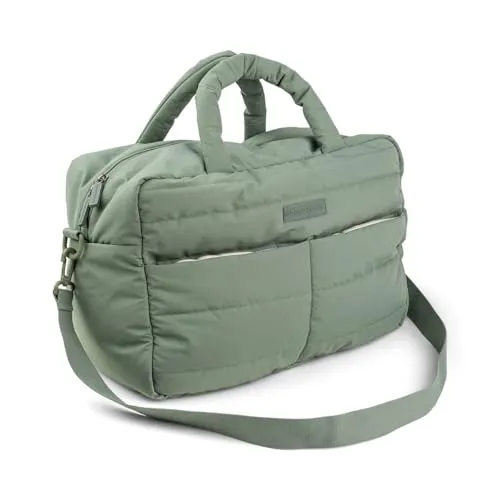 Done by Deer Wickeltasche/Shopper gesteppt - grün - Wickeltasche aus 100% recyceltem Polyester mit praktischer Wickelunterlage und zwei Kinderwagenhaken – ideal für unterwegs!